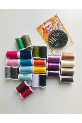 Drima 100 Meters Sewing Thread Set Color Transition 25 Colors (30-Piece Sewing Needle Set with Gift) Tailor and Dowry Set