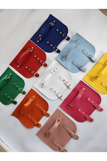 FERİHA HOBİ AKSESUAR 20 cm Leather Knitted Bag Closed - Double Buckle