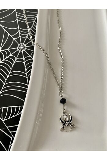 bohemian takı tasarim Gothic Minimal Örümcek Kolye Gümüş Kaplama