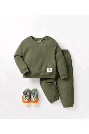 KTT TEKSTİL Long Sleeve Waffle Seersucker Set for Kids