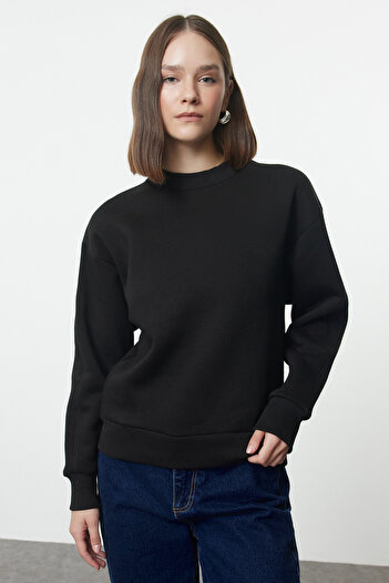 Trendyol Collection Comfortable Molded Black Knitted SWeatshirt - TWOAW20sw0584