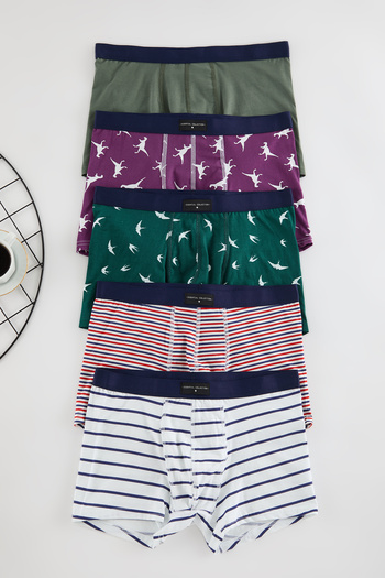 Trendyol Collection 5-Pack Patterned/Plain Pack Multicolor Boxers - Tmnaw25Bx00003