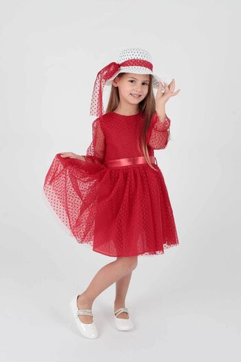 AHENGİM Trendy Hat and Tulle Lace Girl's Evening Dress - Ak2228