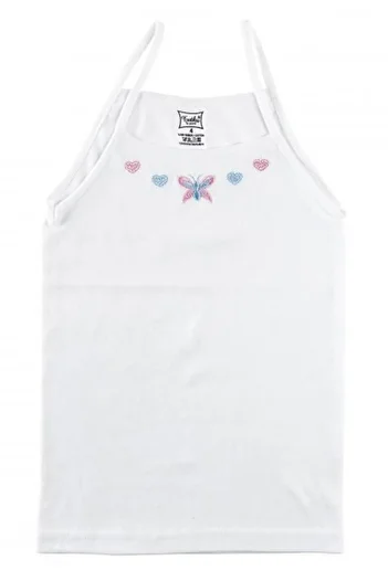 Tutku Underwear Girl's Rope Strap Embroidered Undershirt 3 Pack