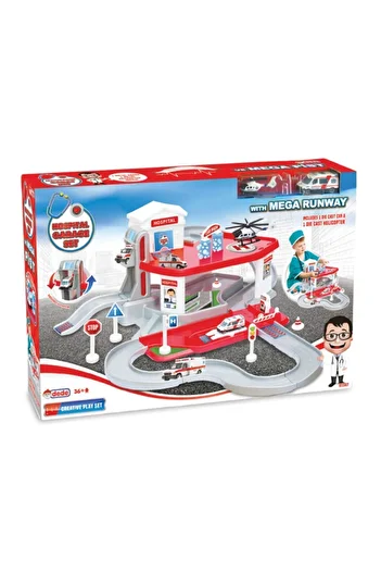 Doğan Oyuncak Dünyası Two Storey Hospital Garage Set - Car Parking Set - Car Set - Hotwheels Set - Station