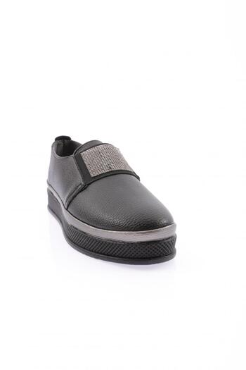 DGN Women's Thick Sole Silver Stone Banded Comfort Shoes Black