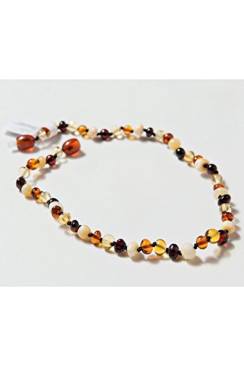 Natural Kehribar Multicolor Kehribar Bebek Diş Kolyesi, Bebeklere Hediyelik Kolye