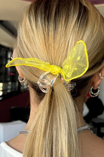 TAKIŞTIR Yellow Color Ribbon Figured Spiral Buckle