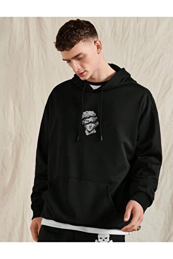 AFROGİYİM Unisex Sculpture Printed Oversize Hooded Hoodie