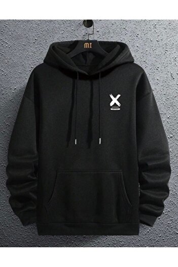 AFROGİYİM Unisex Keep Happy X Printed Oversize Hooded Hoodie