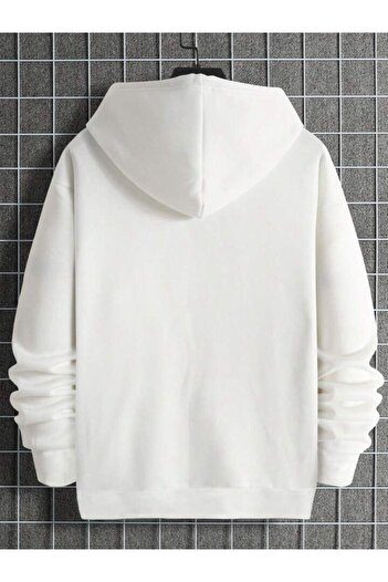 AFROGİYİM Unisex White for Given Printed Oversize Hoodie