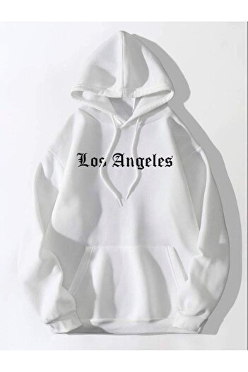 AFROGİYİM Γυναικείο φούτερ με στάμπα Los Angeles Design με κουκούλα