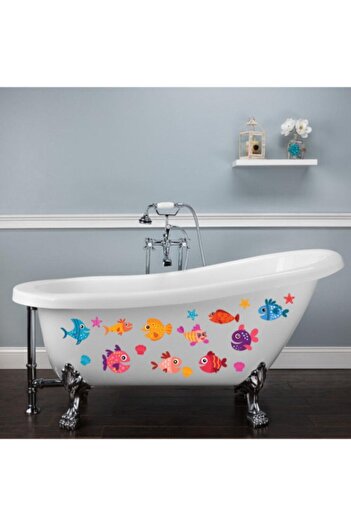 ENGINPRINT Cute Fishes 18 Pieces Shower Cabin Bathtub Bathroom Sticker