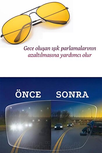 KaktüsKedi Metal Anti Far Gece Görüş Gözlüğü | Sürüş Ve Sis Gözlüğü