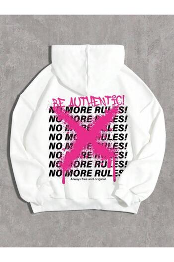 AFROGİYİM Худі з принтом "No More No Rules" в стилі унісекс з великим капюшоном
