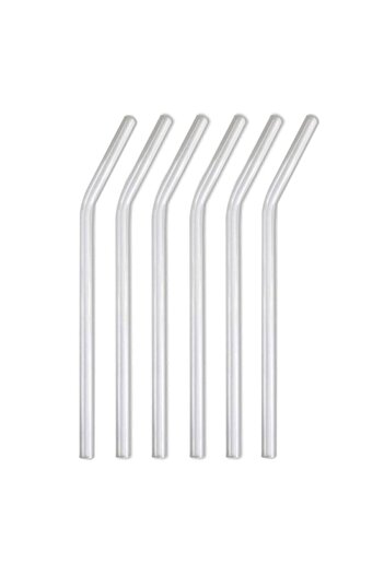 Hanedan HOME Set of 6 Transparent Glass Curved Straws