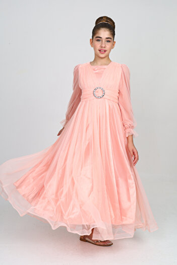 Asortix Long Hijab Girls' Evening Dress