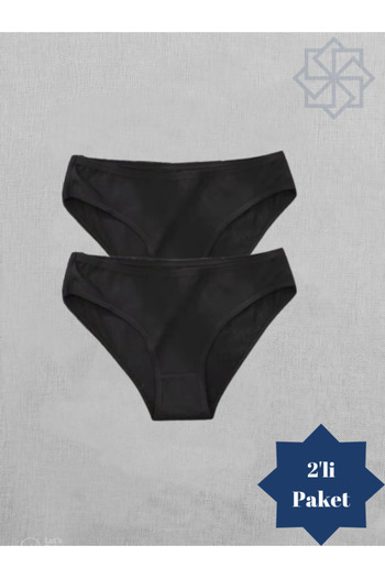 Adeniz Bikini negru din bumbac-lycra pentru femei - pachet de 2 chiloți slip