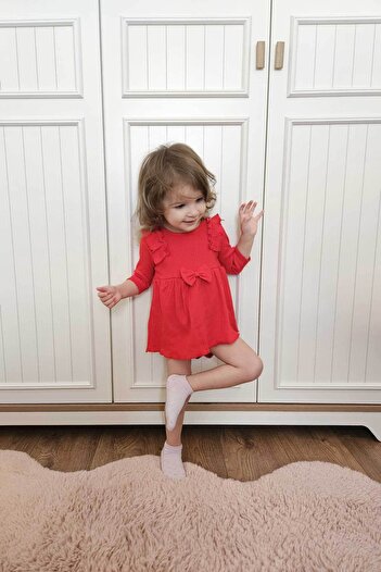 Peki Newborn Girl's Dress - Add 5 Pay 4, Soft Cotton, Bow Detail, Bottom Fence Gift 15105