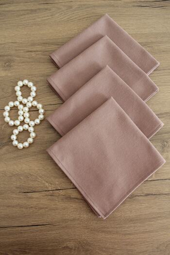 Emtory Home 6 Pieces of Milk Coffee Linen Duck Napkin - Serving Presentation Napkin - Ring External