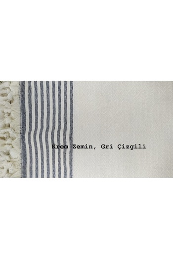 copertahomecollection Battal Boy Kolları Örten Pamuklu Krem Zemin Gri Çizgili Koltuk Örtüsü Takımı 3 3 1 1