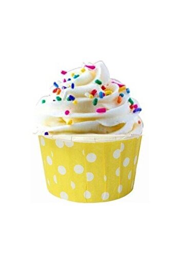 HKNYS Cake Capsule 25 Pcs Yellow Polka Dot-Cupcake, Muffin Capsule