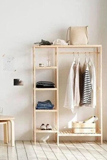 Loolpi Home Ahşap Ayaklı Askı Elibse Askısı Çok Amaçlı Dolap Gardrop