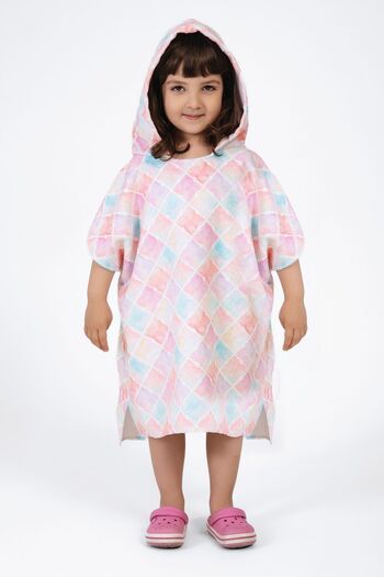 VEVİEN HOME Flower Patterned Poncho Beach Towel for Kids