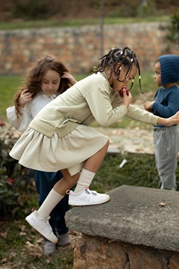 Little Gusto Sweat Elbise Çocuk Haki Organik Pamuk