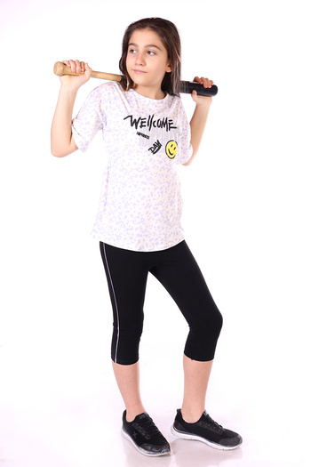 Toontoy Girl's Happiness Printed Capri Set