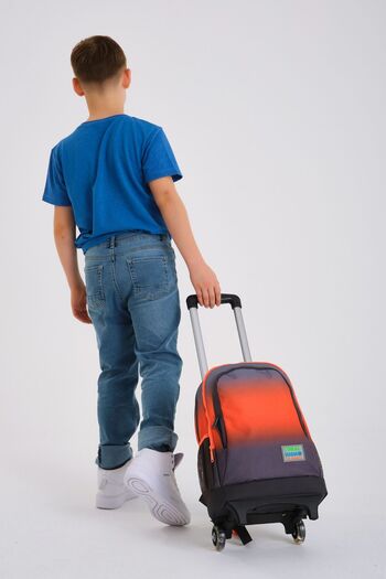 Coral High Kids Gray Orange Color Transitional Three Compartment Squeegee School Backpack 23948
