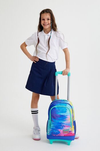 Coral High Kids Colorful Airbrush Patterned Three Compartment Squeegee School Backpack 23938
