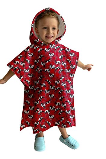 C&City Red Digital Printed Children's Poncho - C1701