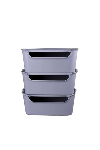 QUTU 15 L Qatli Organizing Box Gray Set of 3