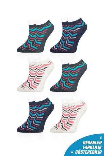 Line Smart Pack of 6 Women's Cotton Quality Patterned Soft Booties Socks