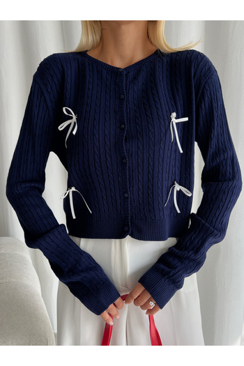 Laluvia Námořnická modrá Mini stuha Cardigan-4375