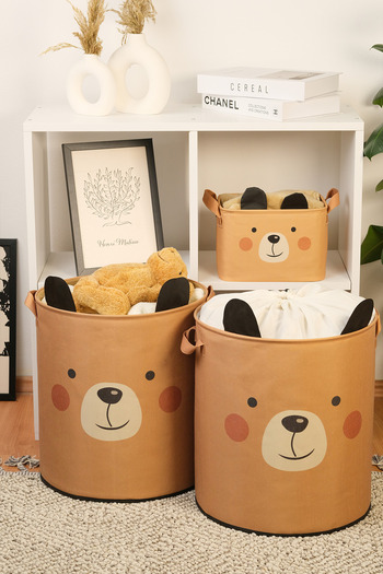 PH Prendi Home 2-Bear Design Baby Kids Room Organizer Κουτί αποθήκευσης Παιχνίδι βρώμικο καλάθι 37x40