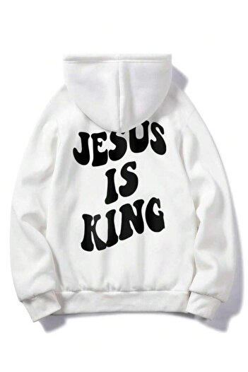 AFROGİYİM Φούτερ με κουκούλα Unisex Jesus King Back Printed Oversize