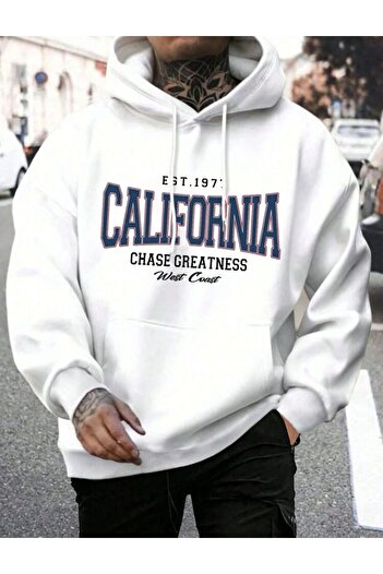 AFROGİYİM Unisex California Chase 1977 Printed Oversize Hoodie