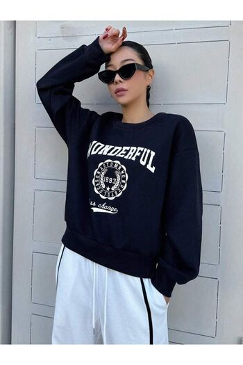 AFROGİYİM Унісекс Wonderful 1893 з принтом Oversize Світшот з велосипедним коміром