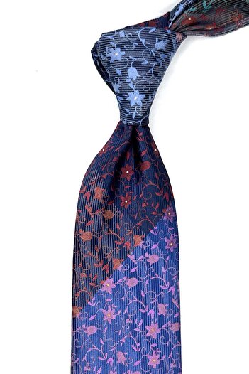 Kravatkolik Colorful Flower Pattern Patchwork Tie - Kk12749