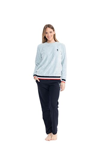 U.S. Polo Assn. Îmbrăcăminte de acasă albastru deschis pentru femei cu licență originală 17079