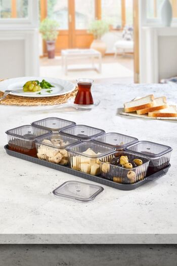 Vienev 8 Compartment Square Breakfast Storage Container Set