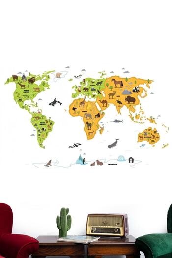 Farklı Bi Kağıt 95X150Cm Practical Holdable World Map - Transparent Animal Symbol Smart Paper Board