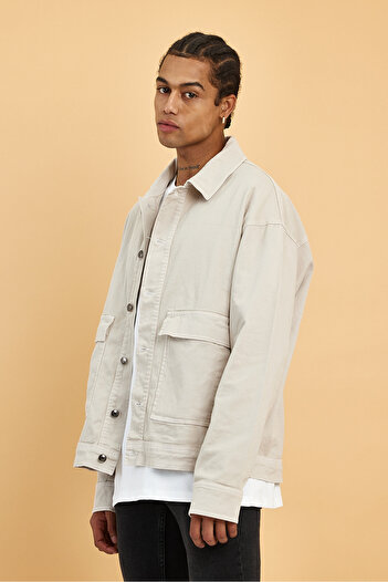 İLKCET MODA Oversize Gabardine Washed Men's Jacket