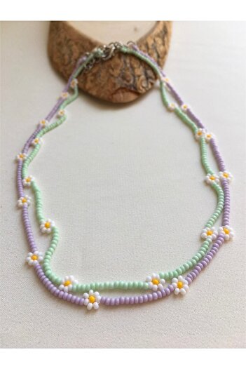 Handmade Minimal Papatya Ikili Kolye Seti