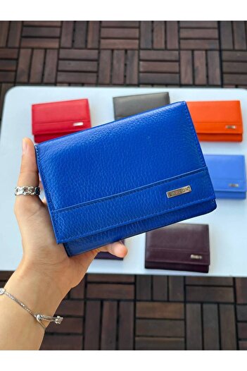 DERKON LOVELY MODEL GENUINE LEATHER MEDIUM SIZE WOMEN'S WALLET SAX BLUE