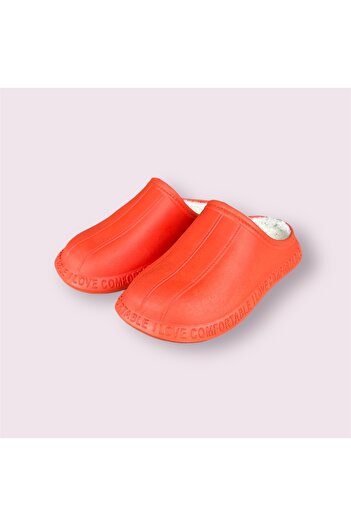 AkınalBella Unisex Orange Waterproof Furry Home and Office Slippers
