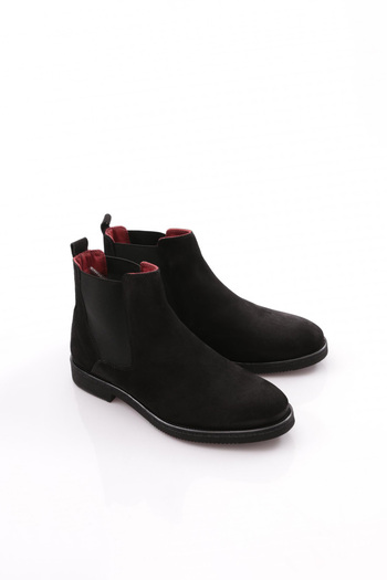 DGN Men's Side Elastic Boots Black Suede 21083728