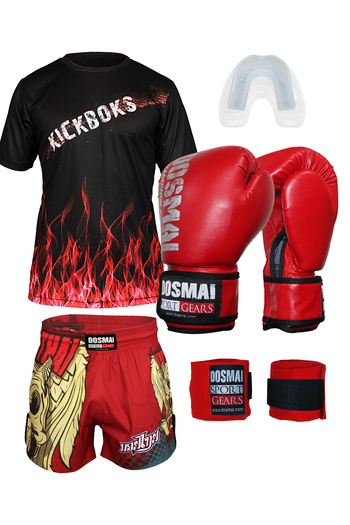 DO-SMAI Muay Thai Boxing Set - Rhaegal Boxing with Gloves Sports T-Shirt and Shorts Set, Beginner Pack